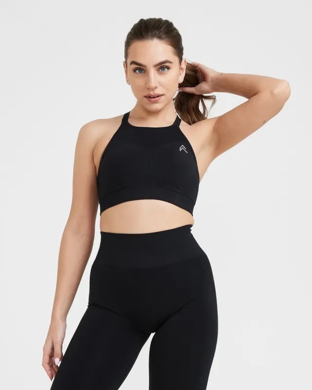 Effortless Seamless High Neck Bralette | Black sold by Oner Active