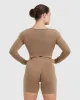 Effortless Square Neck Crop Long Sleeve Top | Walnut sold by Oner Active