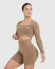 Effortless Square Neck Crop Long Sleeve Top | Walnut sold by Oner Active