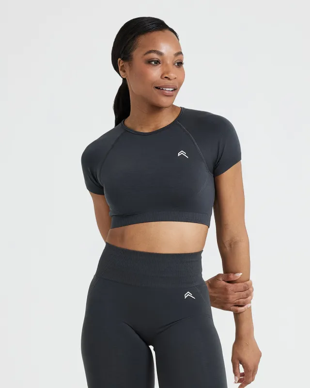 Effortless Seamless Short Sleeve Crop Top | Coal sold by Oner Active
