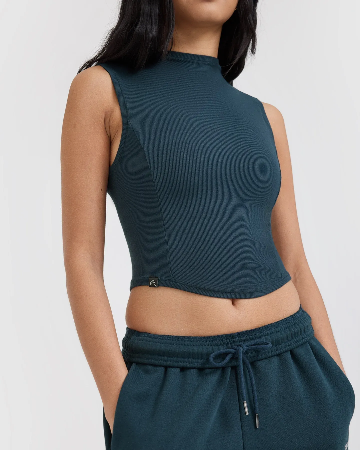 Mellow™ Rib Mid Mock Neck Tank | Oil Blue sold by Oner Active product image thumbnail 5