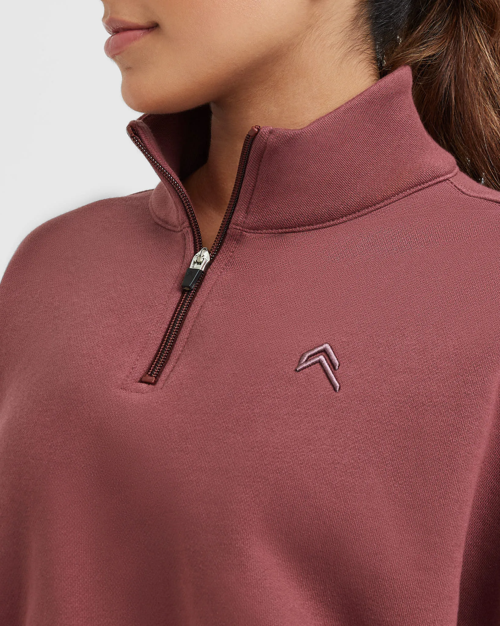 All Day Crop 1/4 Zip Sweatshirt | Berry sold by Oner Active product image thumbnail 4