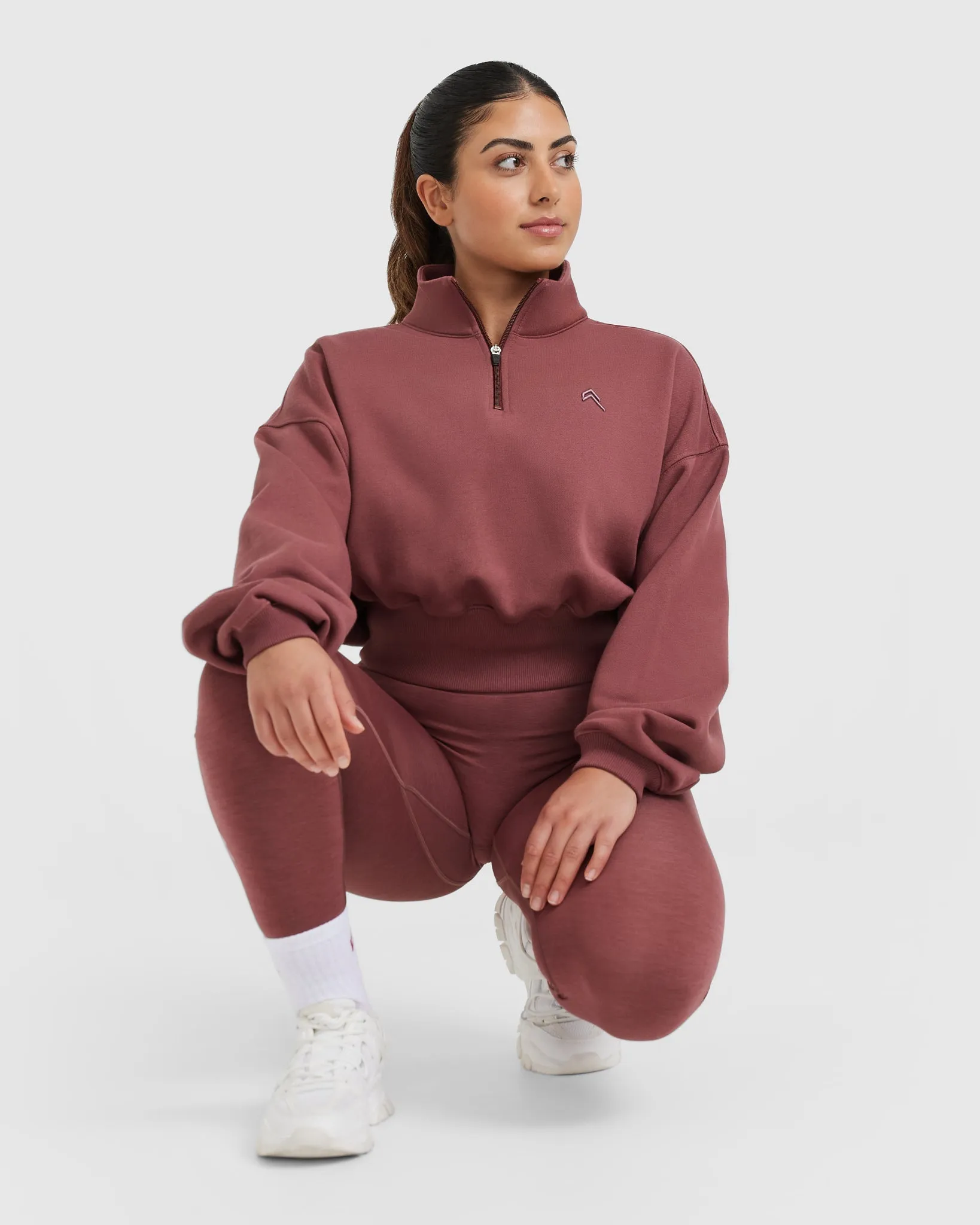 All Day Crop 1/4 Zip Sweatshirt | Berry sold by Oner Active product image thumbnail 5