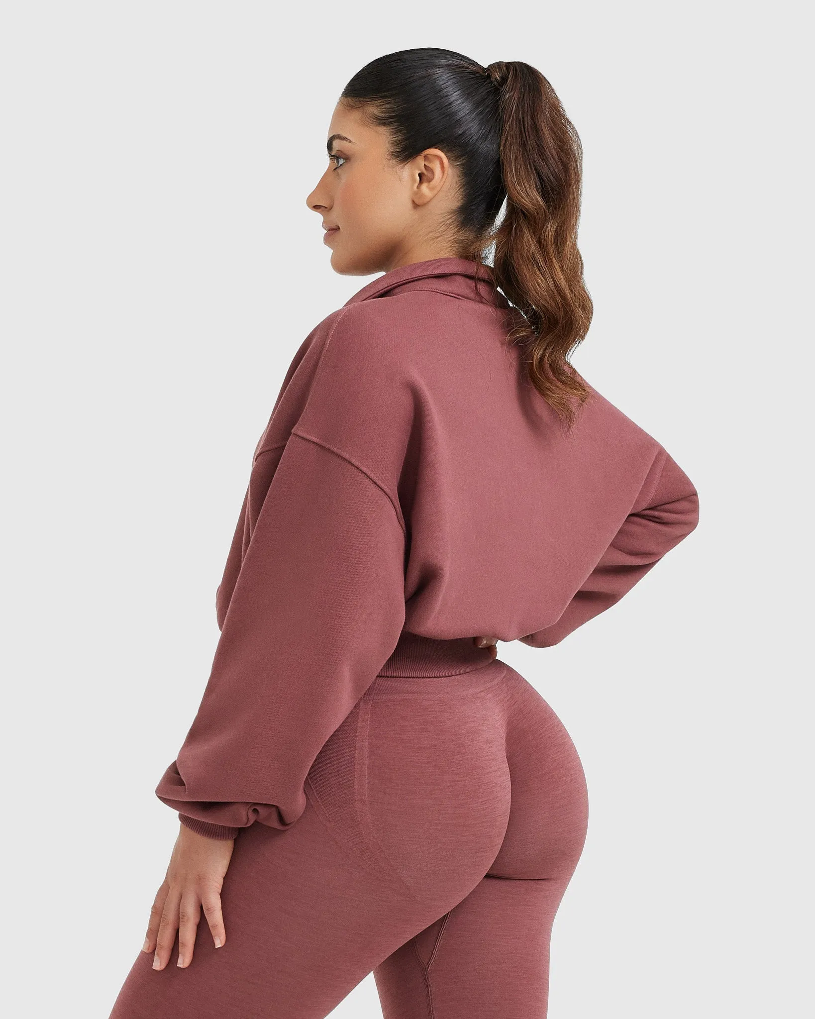 All Day Crop 1/4 Zip Sweatshirt | Berry sold by Oner Active product image thumbnail 2