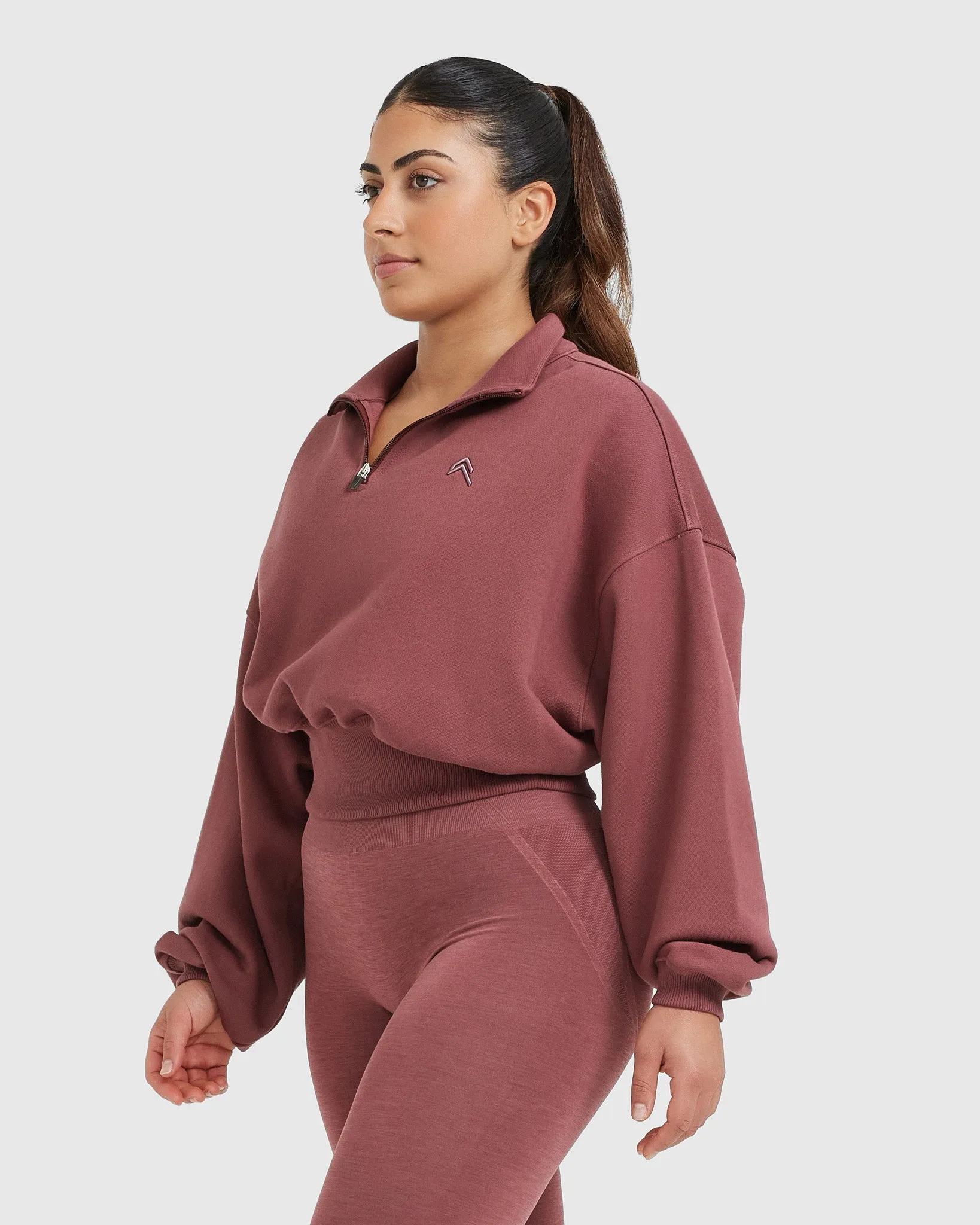 All Day Crop 1/4 Zip Sweatshirt | Berry sold by Oner Active product image thumbnail 3