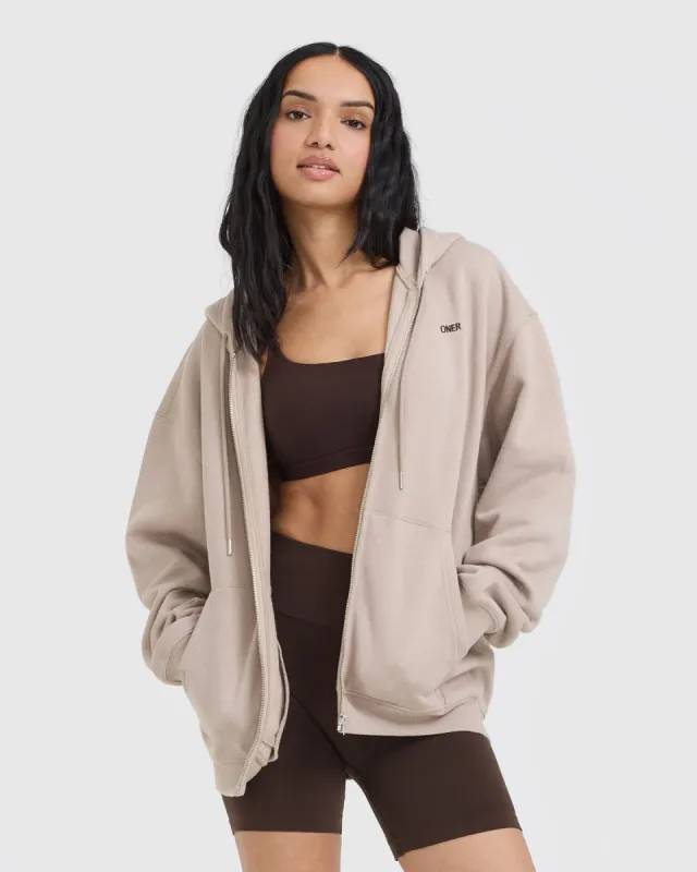 Foundations Zip Through Hoodie | Mushroom Brown sold by Oner Active