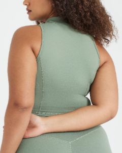 Timeless Half Zip Crop Tank | Sage sold by Oner Active