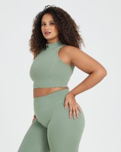 Timeless Half Zip Crop Tank | Sage sold by Oner Active