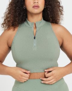 Timeless Half Zip Crop Tank | Sage sold by Oner Active