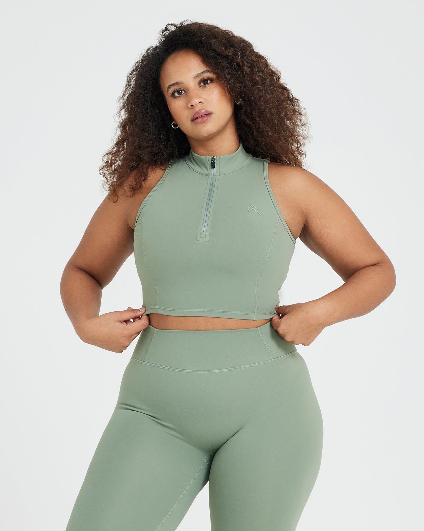 Timeless Half Zip Crop Tank | Sage sold by Oner Active
