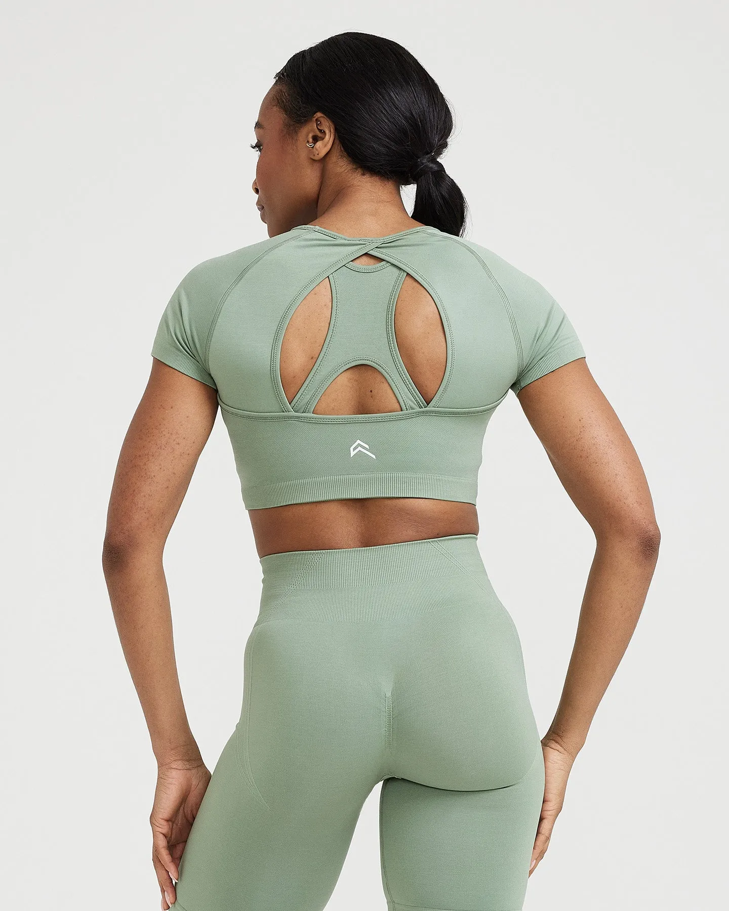 Effortless Seamless Short Sleeve Crop Top | Sage sold by Oner Active product image thumbnail 4