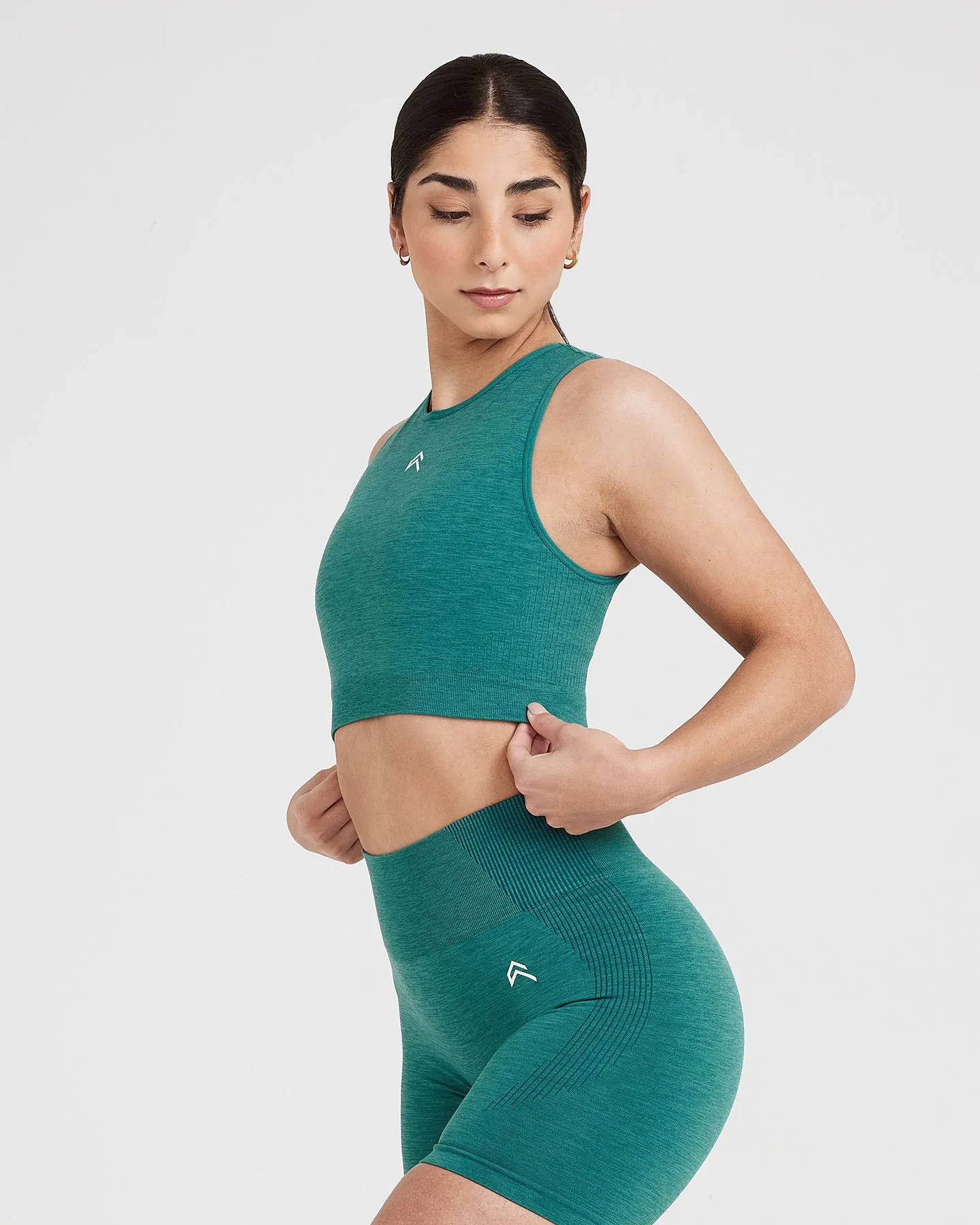 Classic Seamless 2.0 Crop Top | Mineral Green Marl sold by Oner Active product image thumbnail 2
