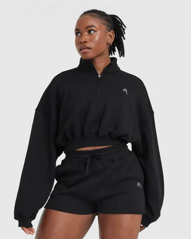 All Day Lightweight Crop 1/4 Zip Sweatshirt | Black sold by Oner Active