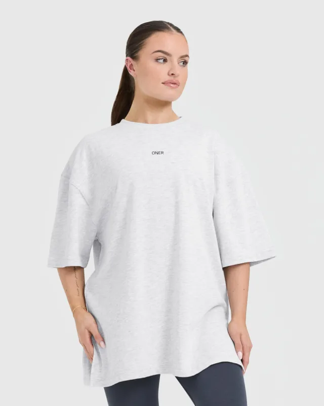 Classic Oner Graphic Longline T-Shirt | Light Grey Marl sold by Oner Active