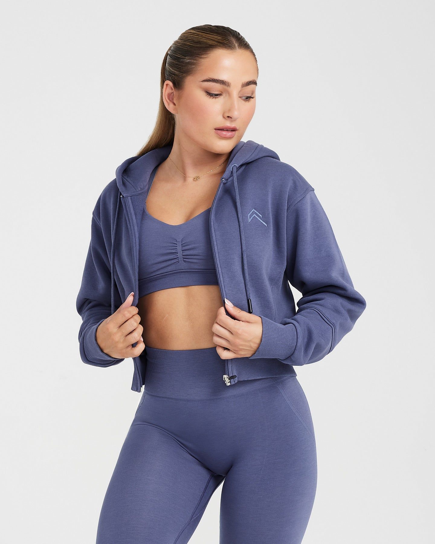 Classic Lounge Cropped Zip Through Hoodie | Slate Blue sold by Oner Active