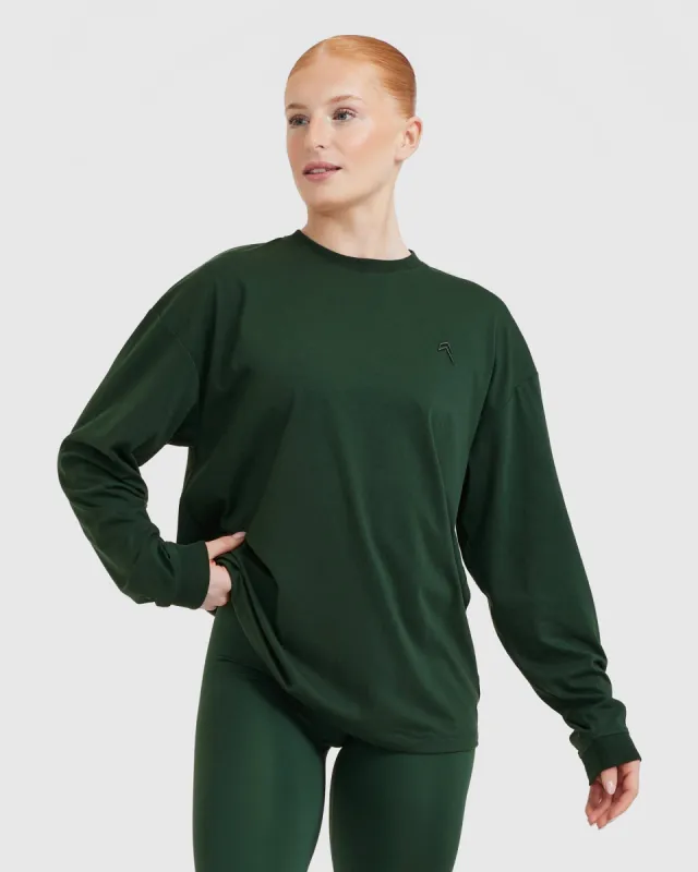 Classic Oversized Lightweight Long Sleeve Top | Pine Green sold by Oner Active