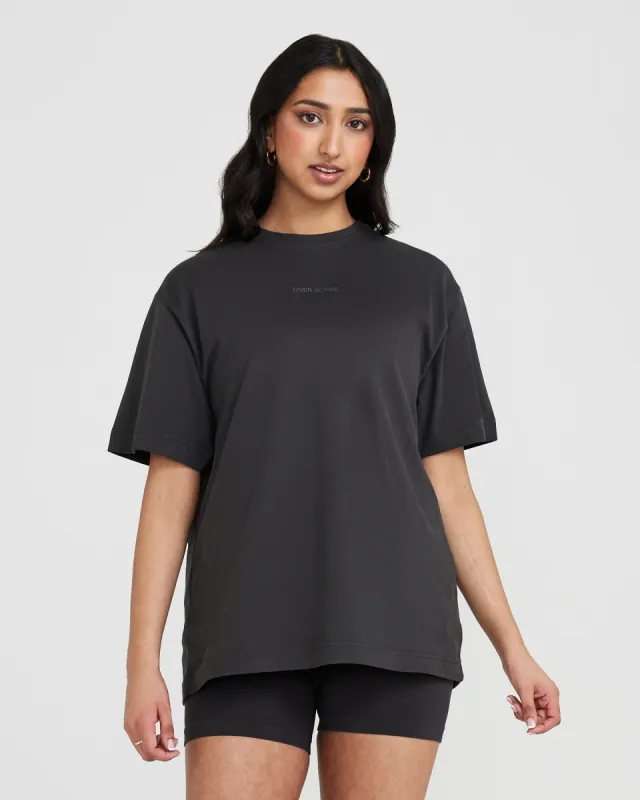Classic Mirror Graphic Oversized T-Shirt | Washed Coal sold by Oner Active