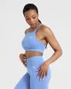 Effortless Seamless High Neck Bralette | Light Denim sold by Oner Active
