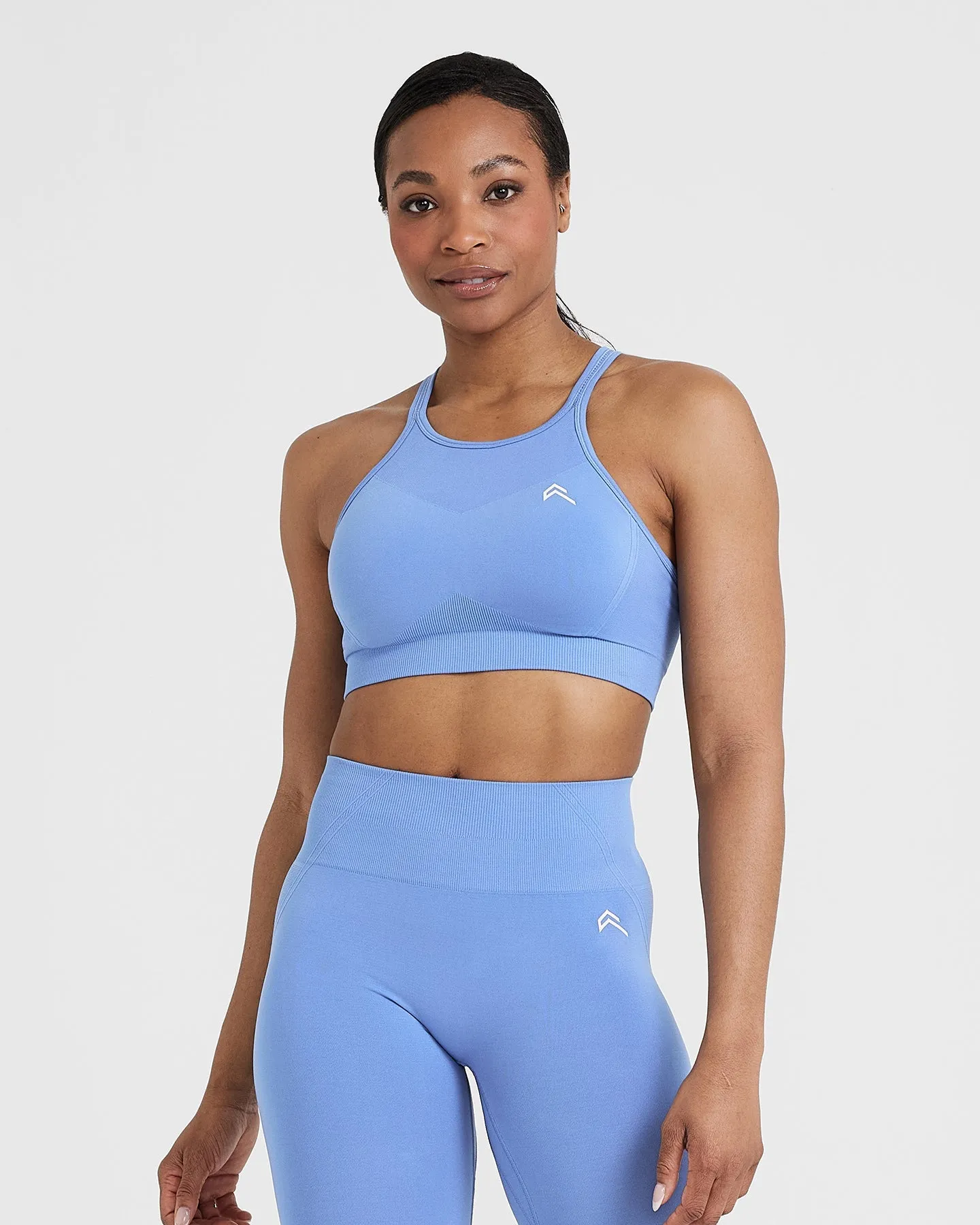 Effortless Seamless High Neck Bralette | Light Denim sold by Oner Active