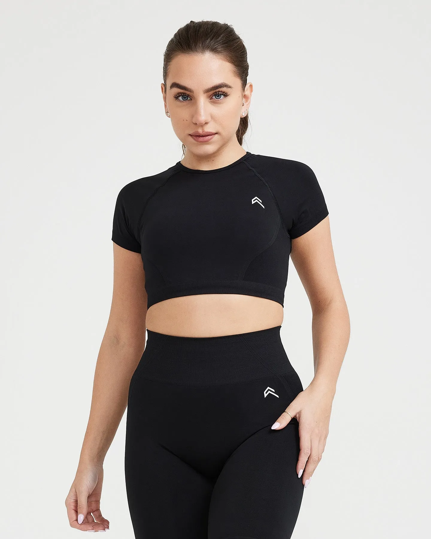 Effortless Seamless Short Sleeve Crop Top | Black sold by Oner Active