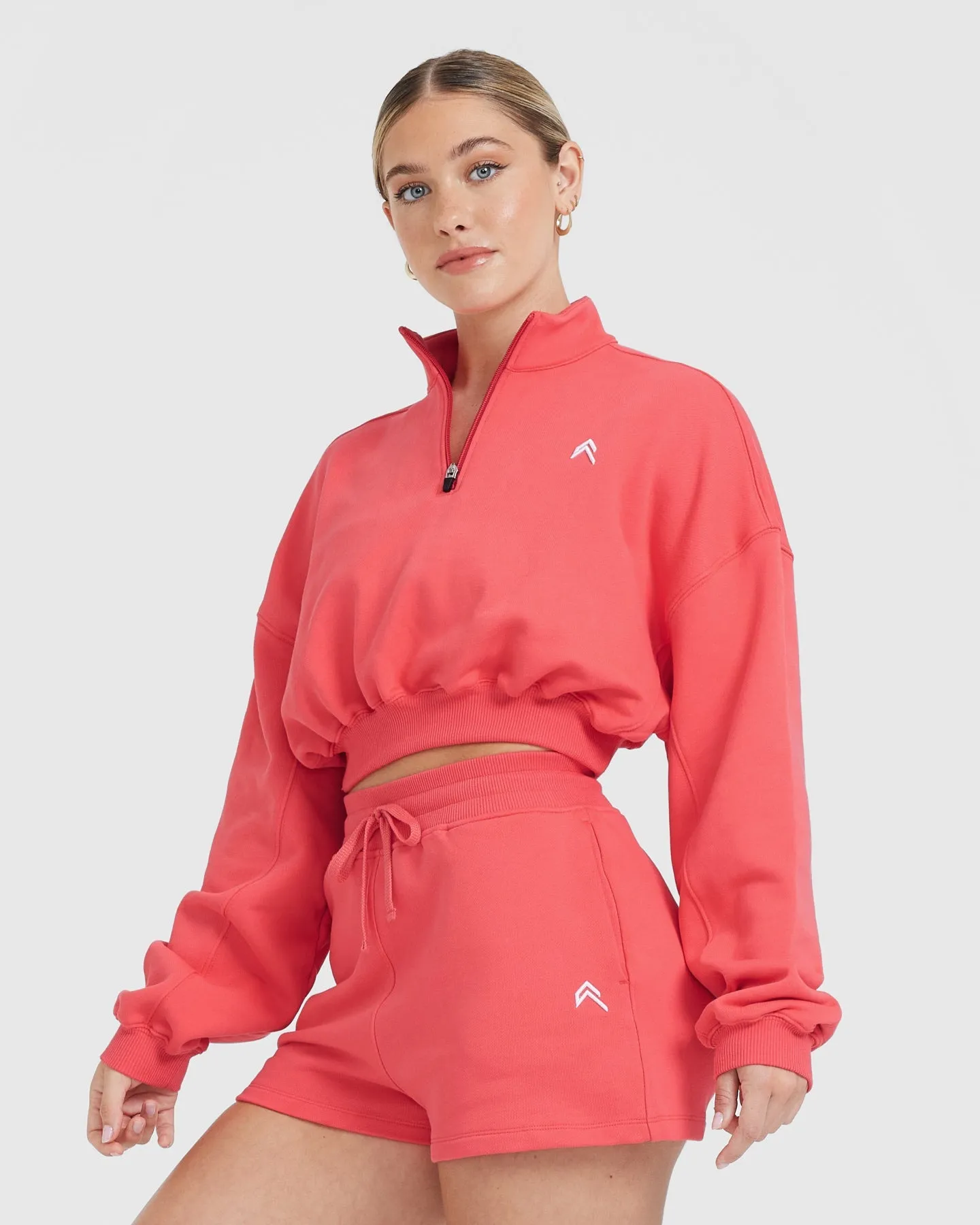 All Day Lightweight Crop 1/4 Zip Sweatshirt | Sweet Red sold by Oner Active product image thumbnail 3