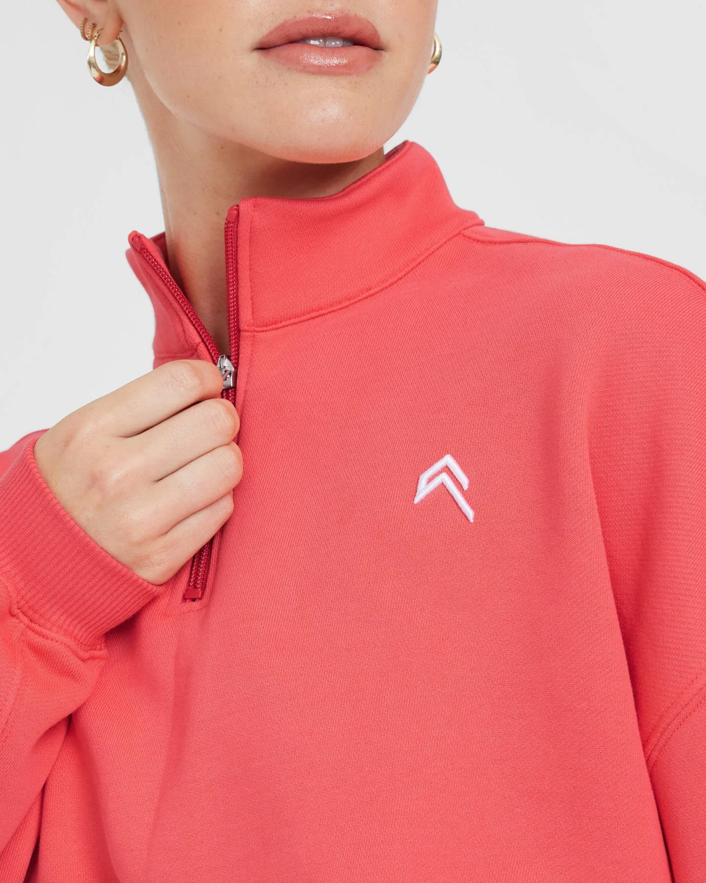 All Day Lightweight Crop 1/4 Zip Sweatshirt | Sweet Red sold by Oner Active product image thumbnail 4