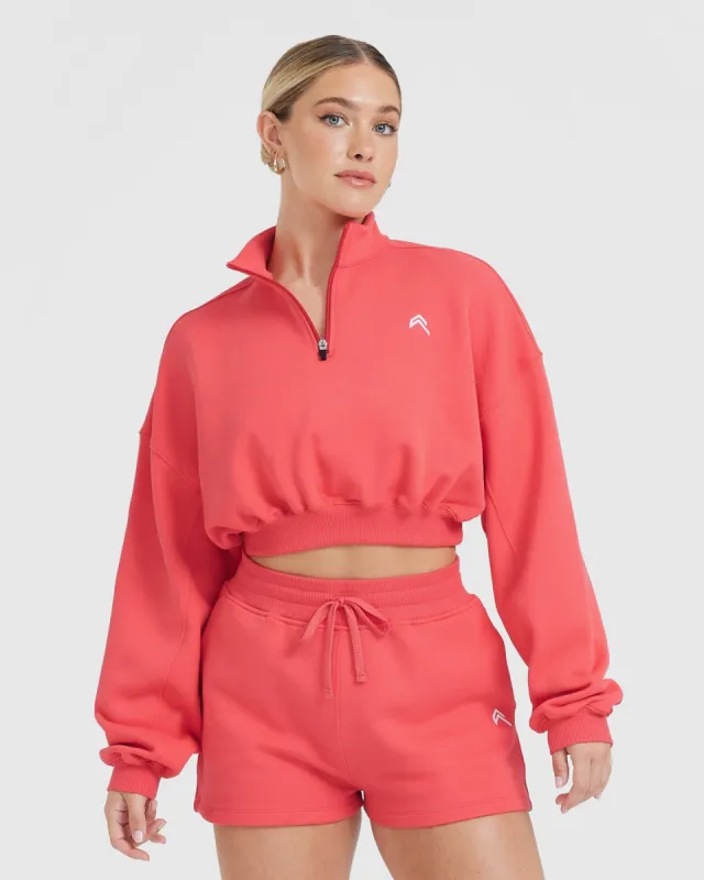 All Day Lightweight Crop 1/4 Zip Sweatshirt | Sweet Red sold by Oner Active