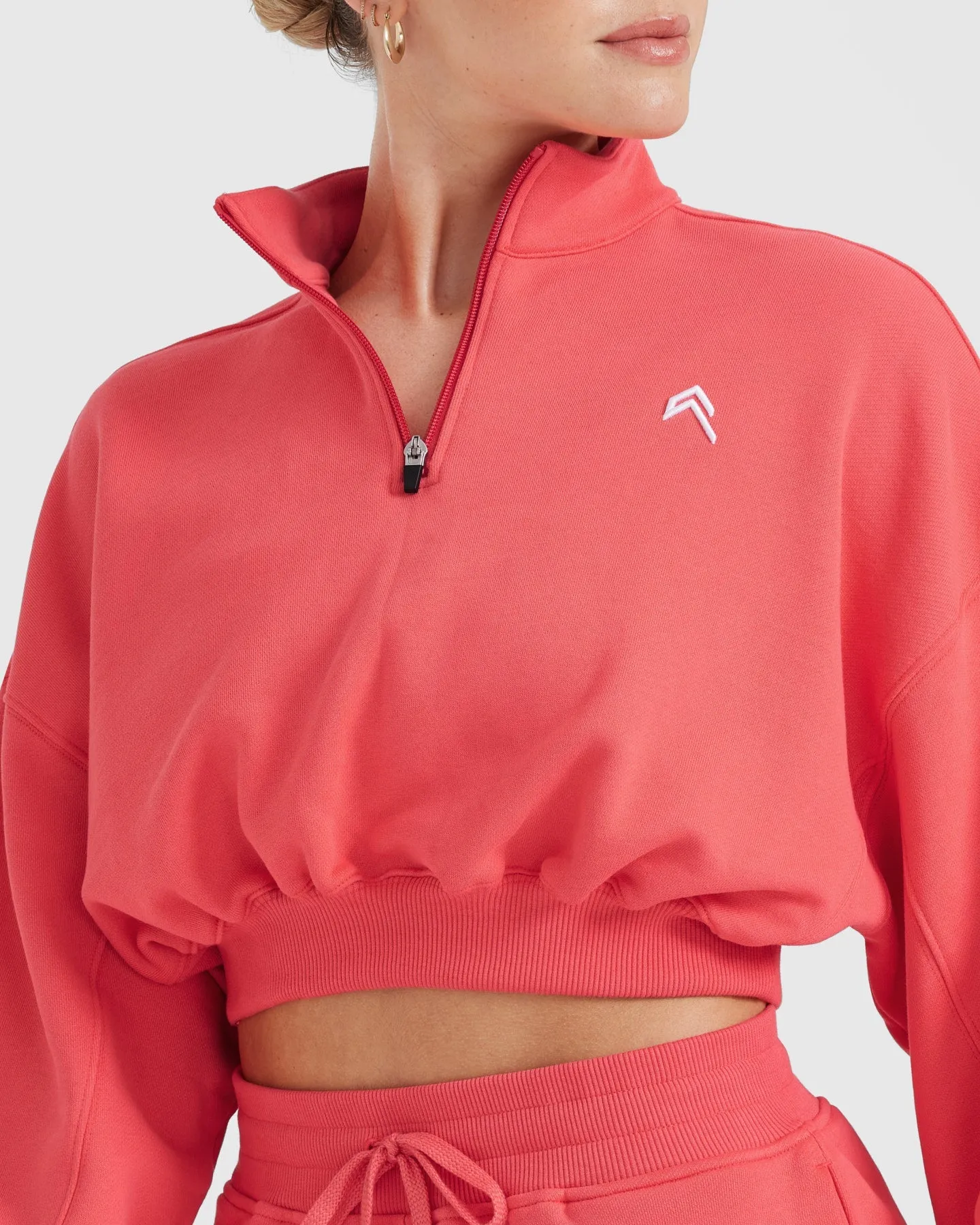 All Day Lightweight Crop 1/4 Zip Sweatshirt | Sweet Red sold by Oner Active product image thumbnail 5