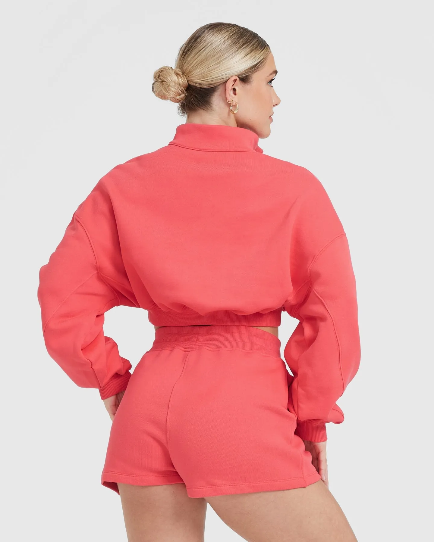 All Day Lightweight Crop 1/4 Zip Sweatshirt | Sweet Red sold by Oner Active product image thumbnail 2