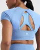 Effortless Seamless Short Sleeve Crop Top | Light Denim sold by Oner Active