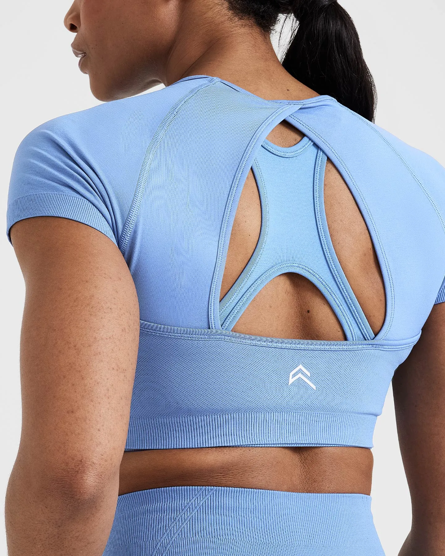 Effortless Seamless Short Sleeve Crop Top | Light Denim sold by Oner Active product image thumbnail 5