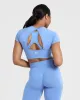 Effortless Seamless Short Sleeve Crop Top | Light Denim sold by Oner Active