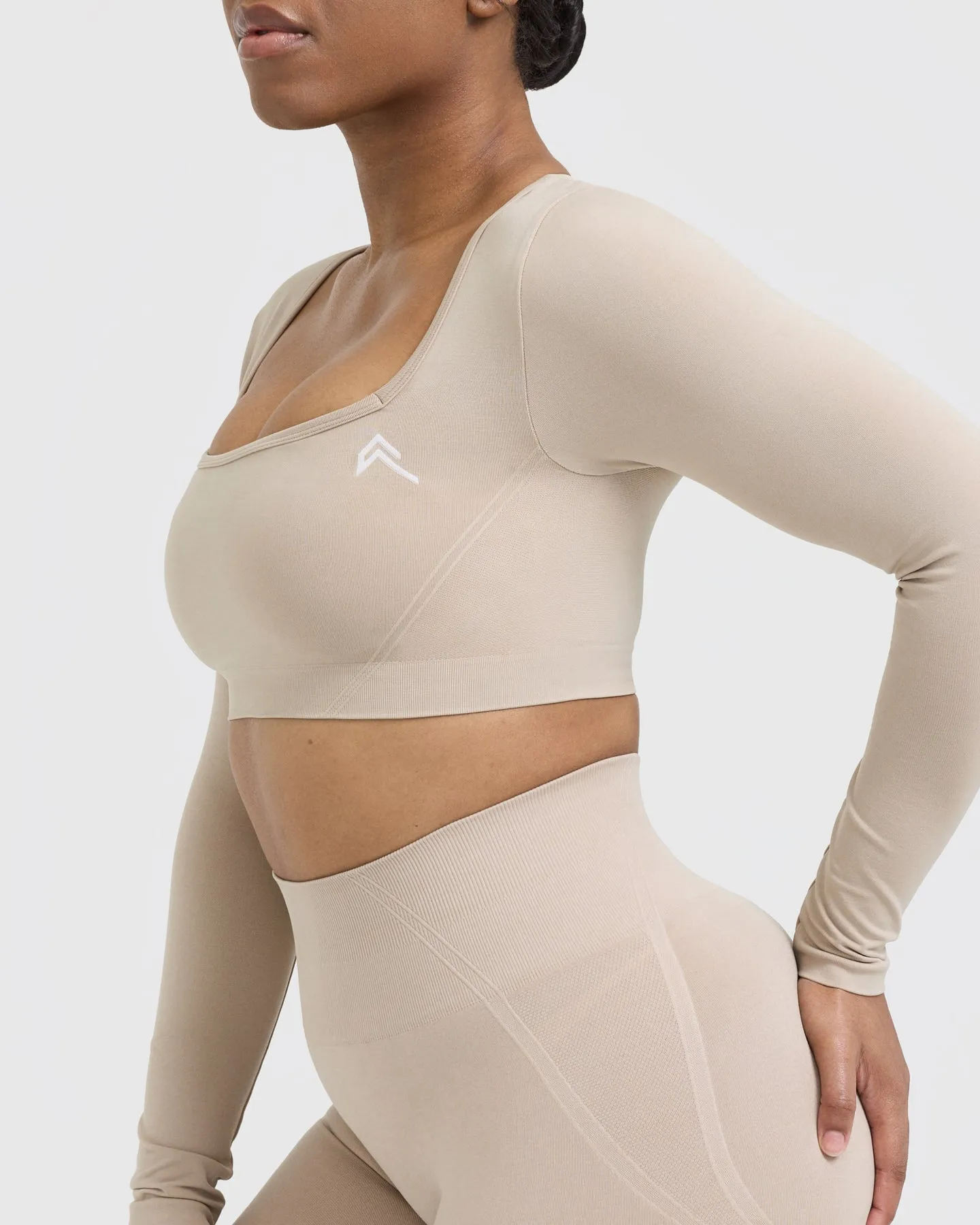 Effortless Square Neck Crop Long Sleeve Top | Mushroom Brown sold by Oner Active product image thumbnail 5