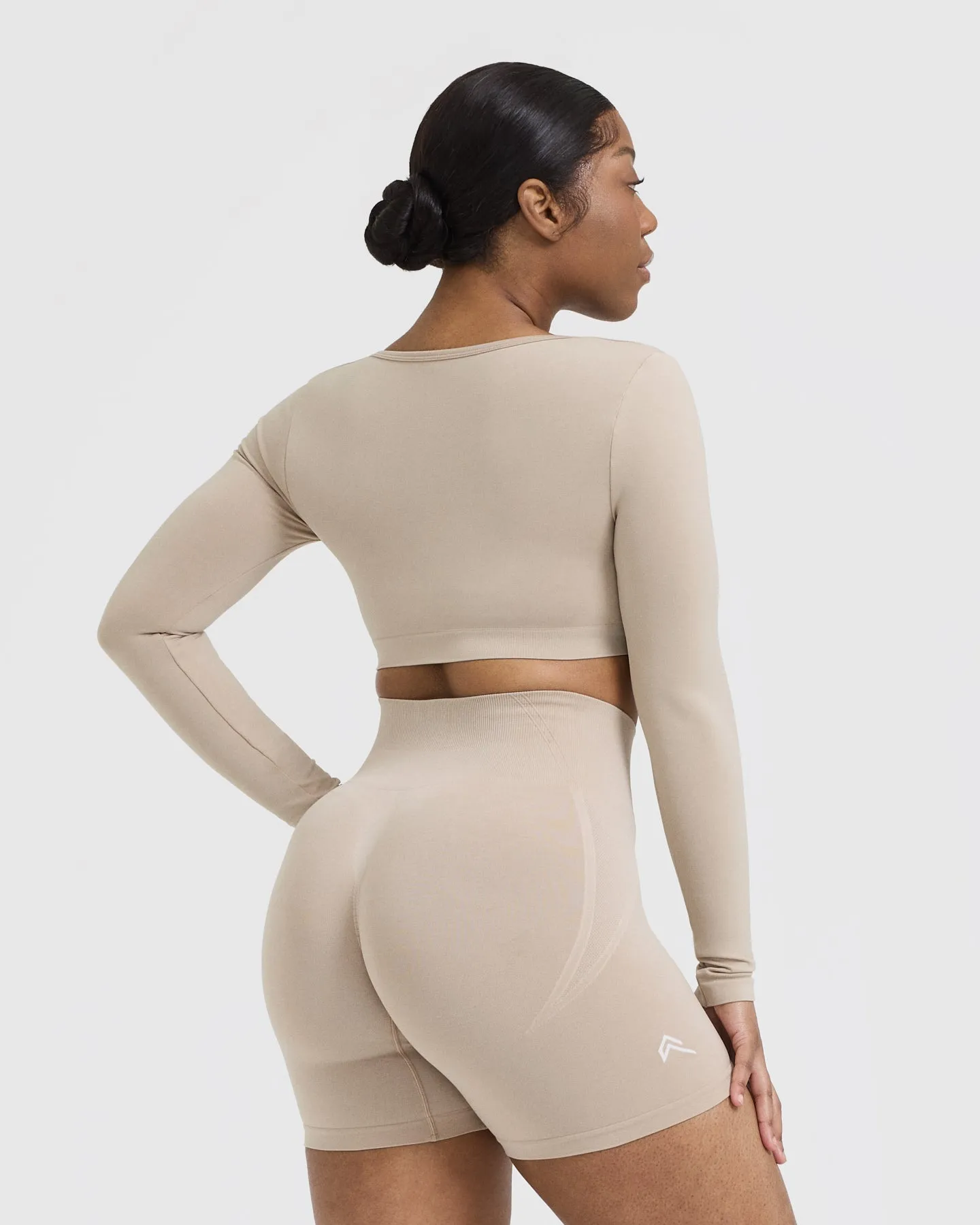 Effortless Square Neck Crop Long Sleeve Top | Mushroom Brown sold by Oner Active product image thumbnail 2