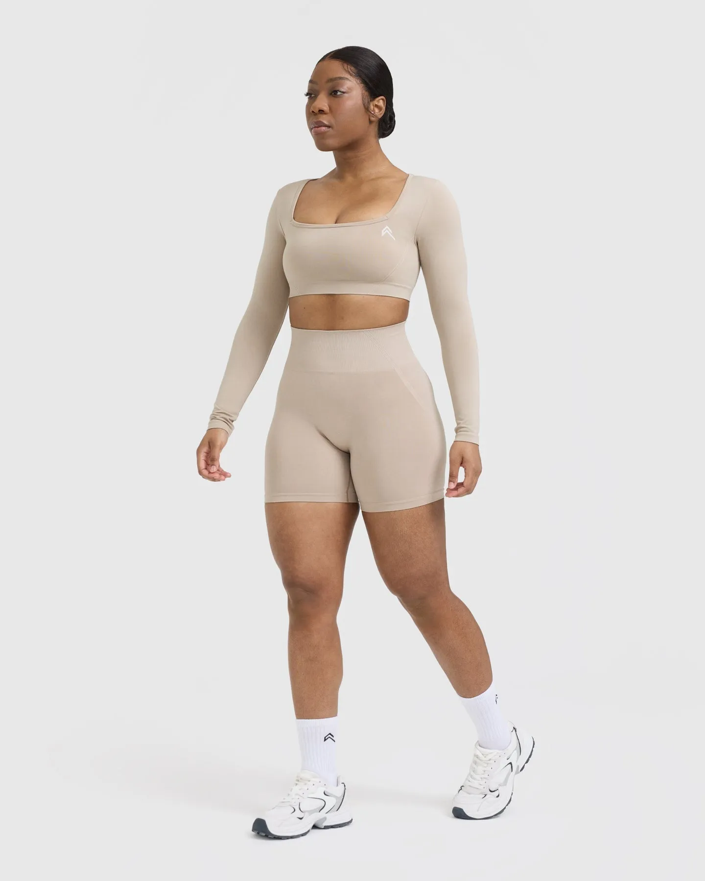 Effortless Square Neck Crop Long Sleeve Top | Mushroom Brown sold by Oner Active product image thumbnail 3