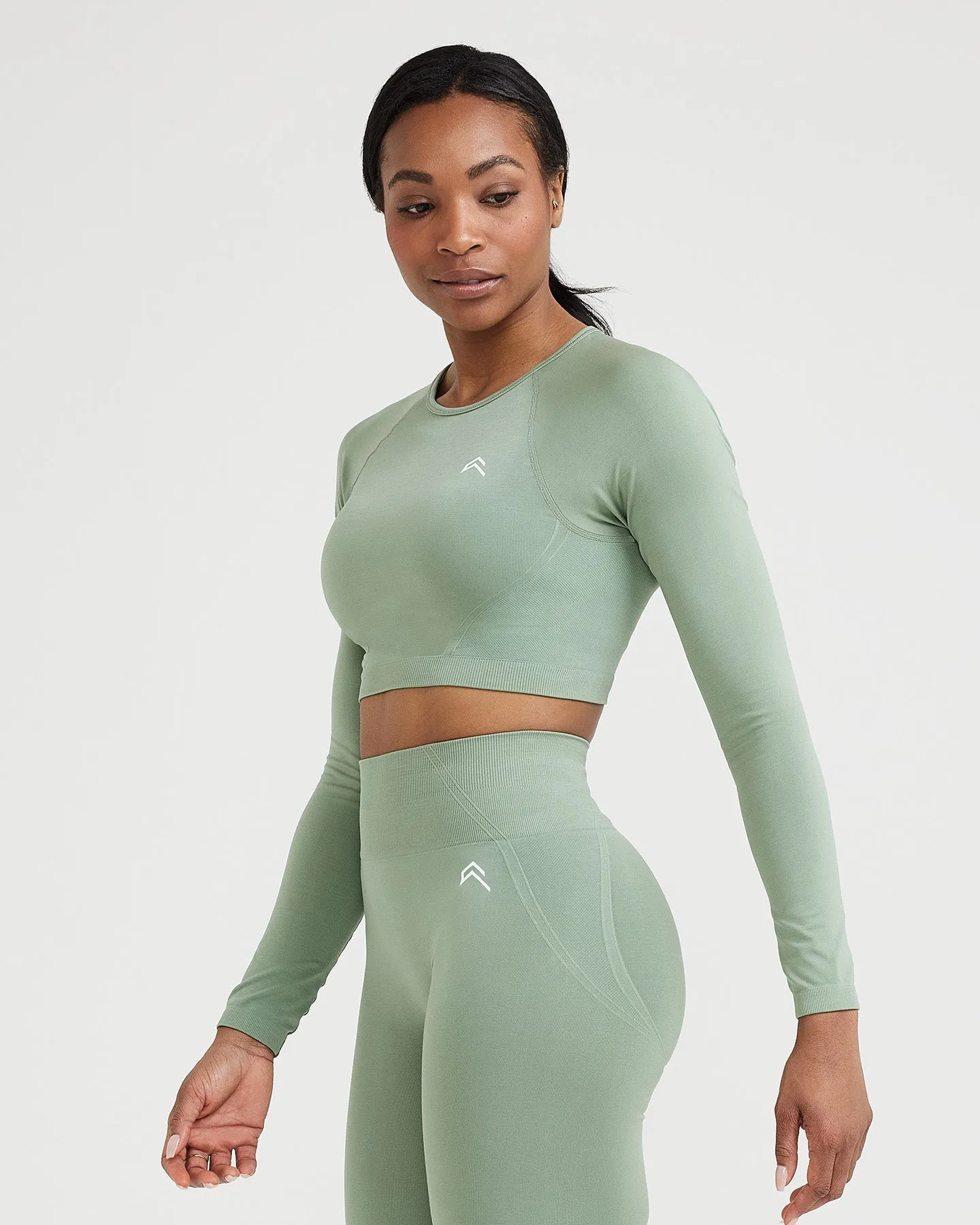 Effortless Seamless Long Sleeve Crop Top | Sage sold by Oner Active product image thumbnail 2