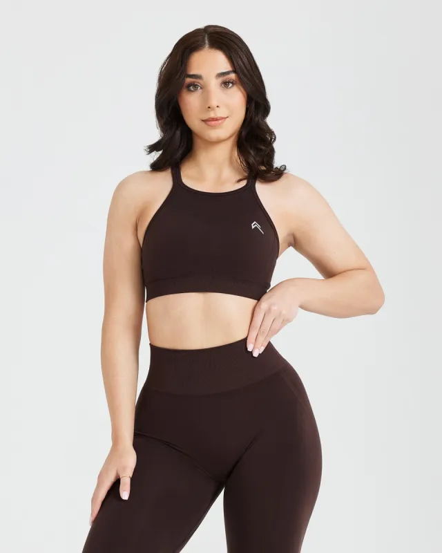 Effortless Seamless High Neck Bralette | 70% Cocoa sold by Oner Active