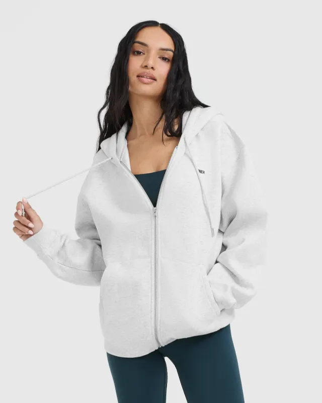 Foundations Zip Through Hoodie | Light Grey Marl sold by Oner Active