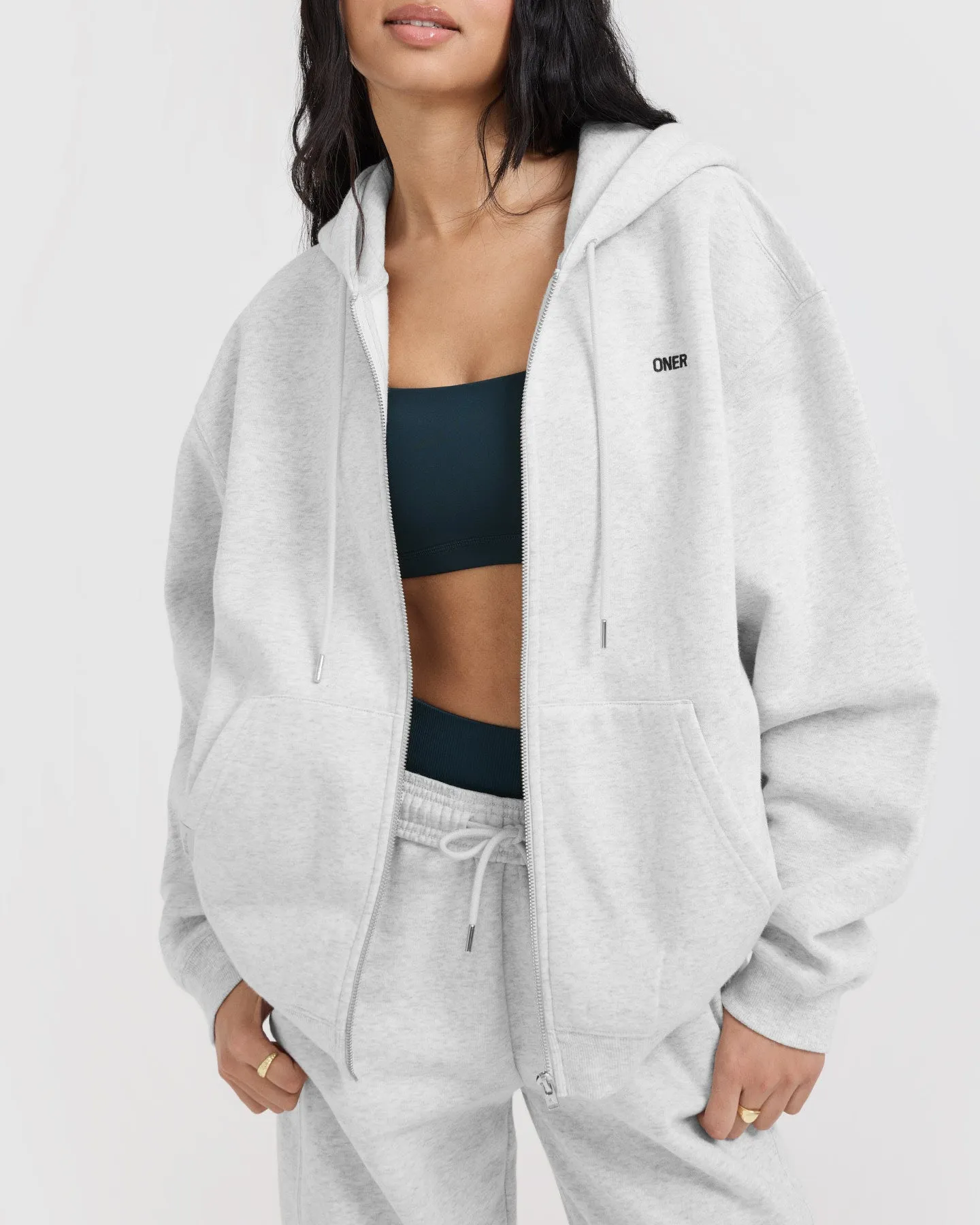 Foundations Zip Through Hoodie | Light Grey Marl sold by Oner Active product image thumbnail 5