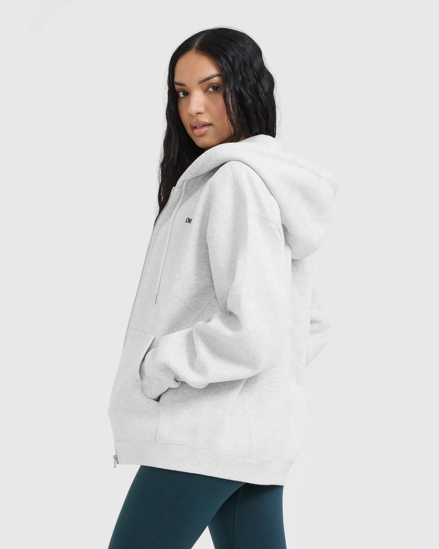 Foundations Zip Through Hoodie | Light Grey Marl sold by Oner Active product image thumbnail 2