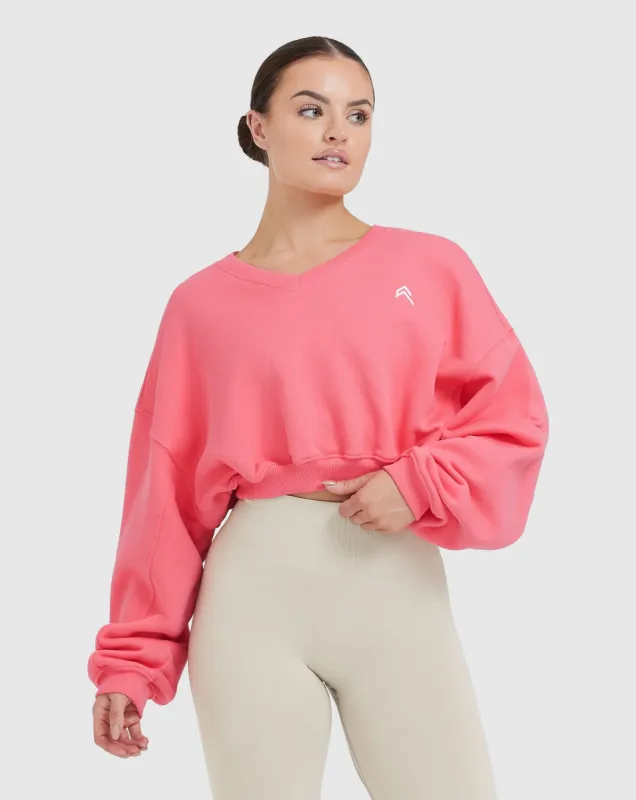 All Day Lightweight Oversized V-Neck Sweatshirt | Amplify Pink sold by Oner Active