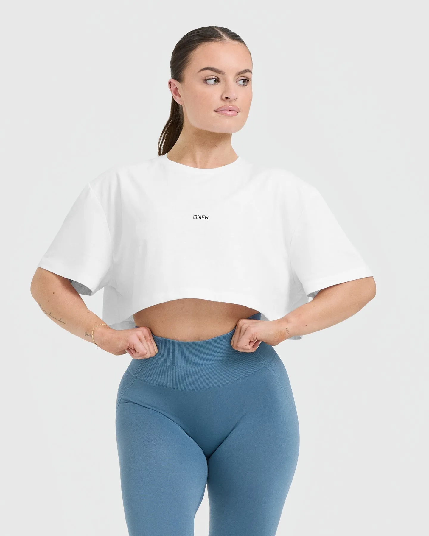 Classic Oner Graphic Crop Lightweight T-Shirt | White sold by Oner Active