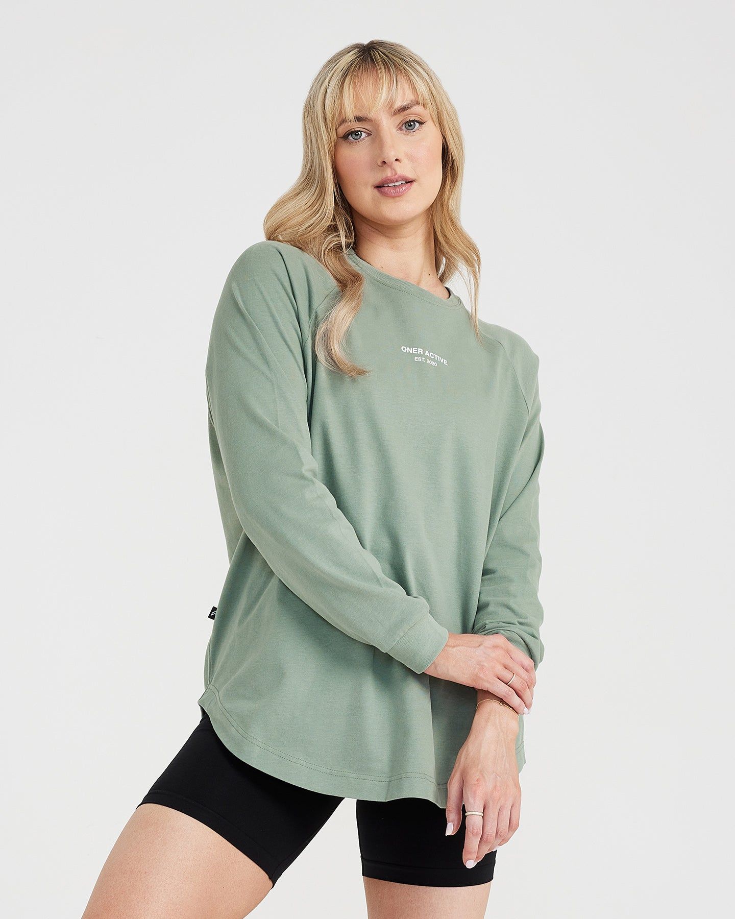 Graphic Oversized Long Sleeve Tee | Washed Sage sold by Oner Active