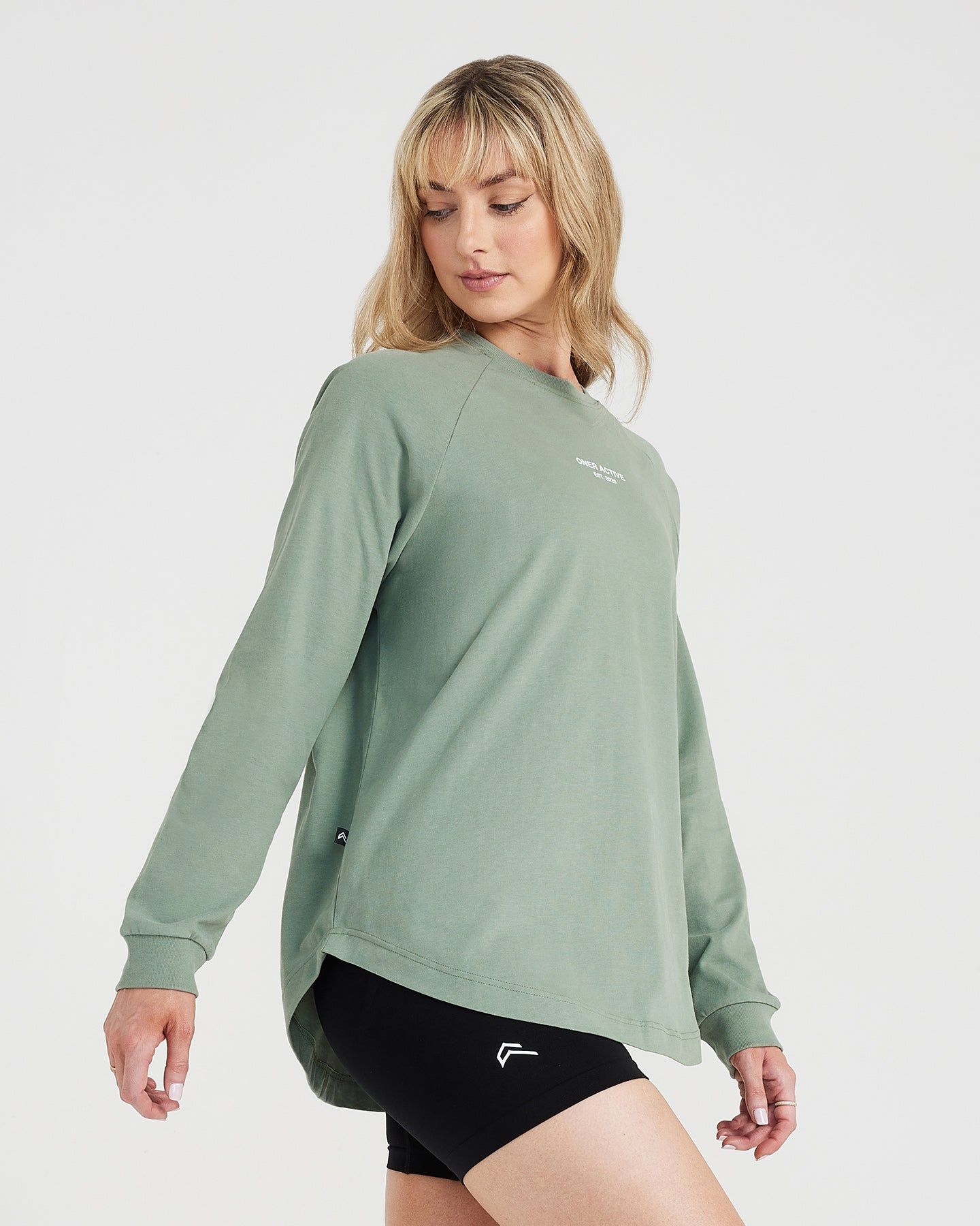 Graphic Oversized Long Sleeve Tee | Washed Sage sold by Oner Active product image thumbnail 2