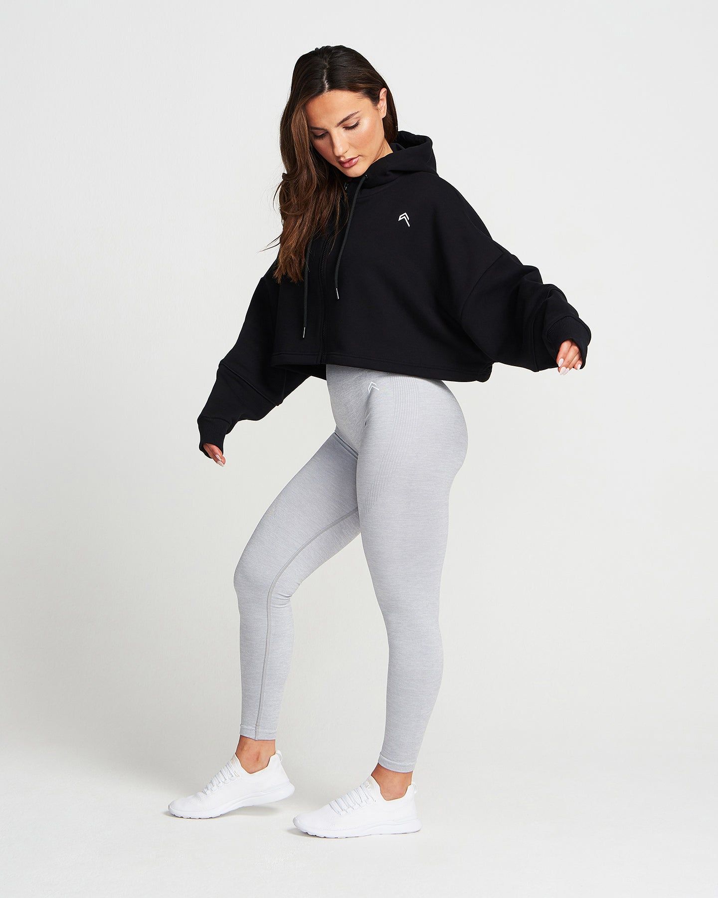 Classic Crop Zip Hoodie | Black sold by Oner Active product image thumbnail 3