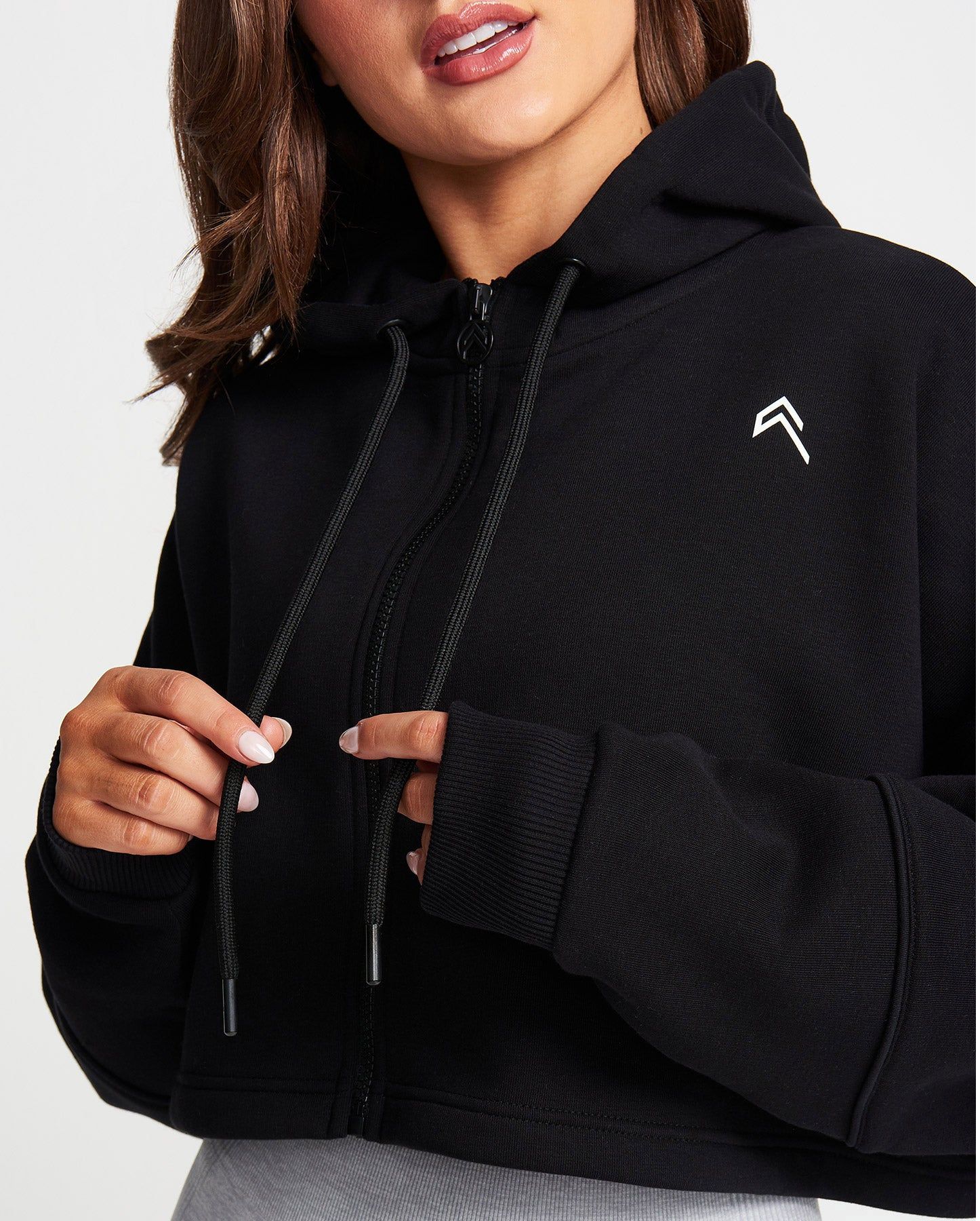Classic Crop Zip Hoodie | Black sold by Oner Active product image thumbnail 4