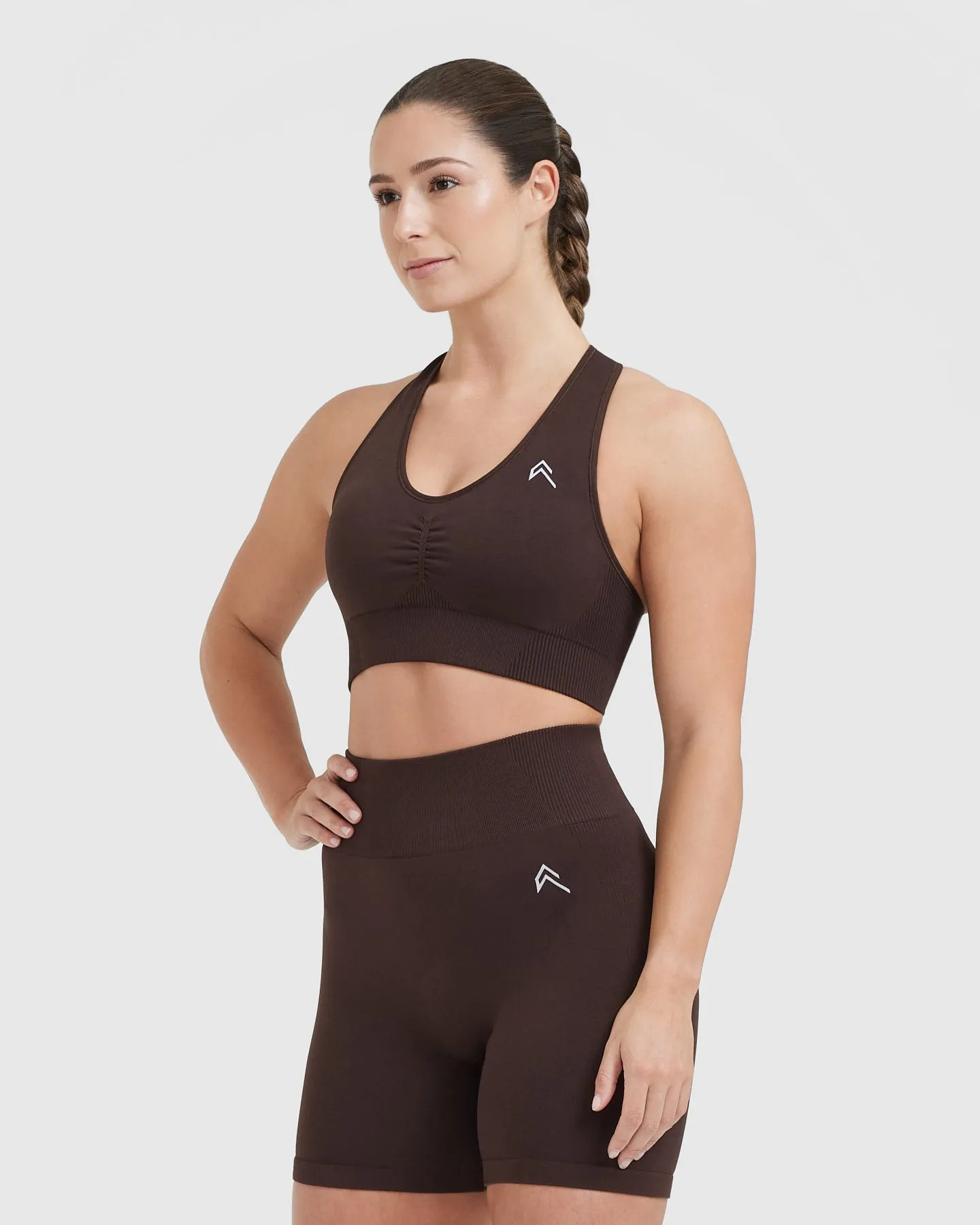 Classic Seamless 2.0 V-Neck Bralette | 70% Cocoa Marl sold by Oner Active product image thumbnail 3