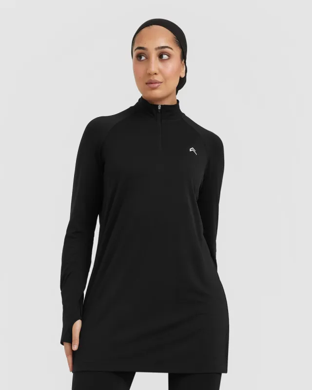 Go To Seamless Loose Long Sleeve Longline Top | Black sold by Oner Active