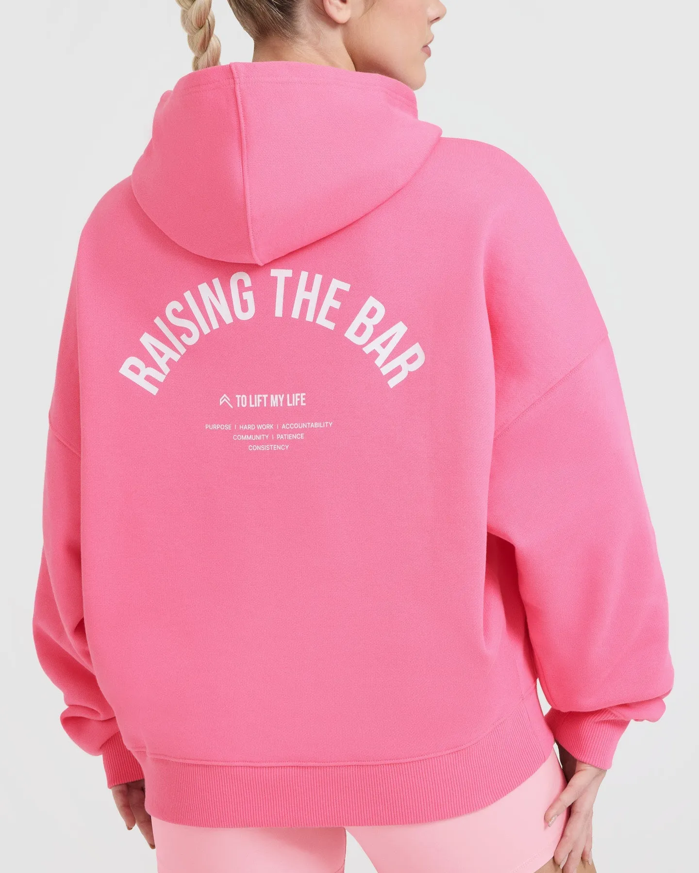 Raising the Bar Graphic Unisex Oversized Hoodie | Peony Pink sold by Oner Active product image thumbnail 5