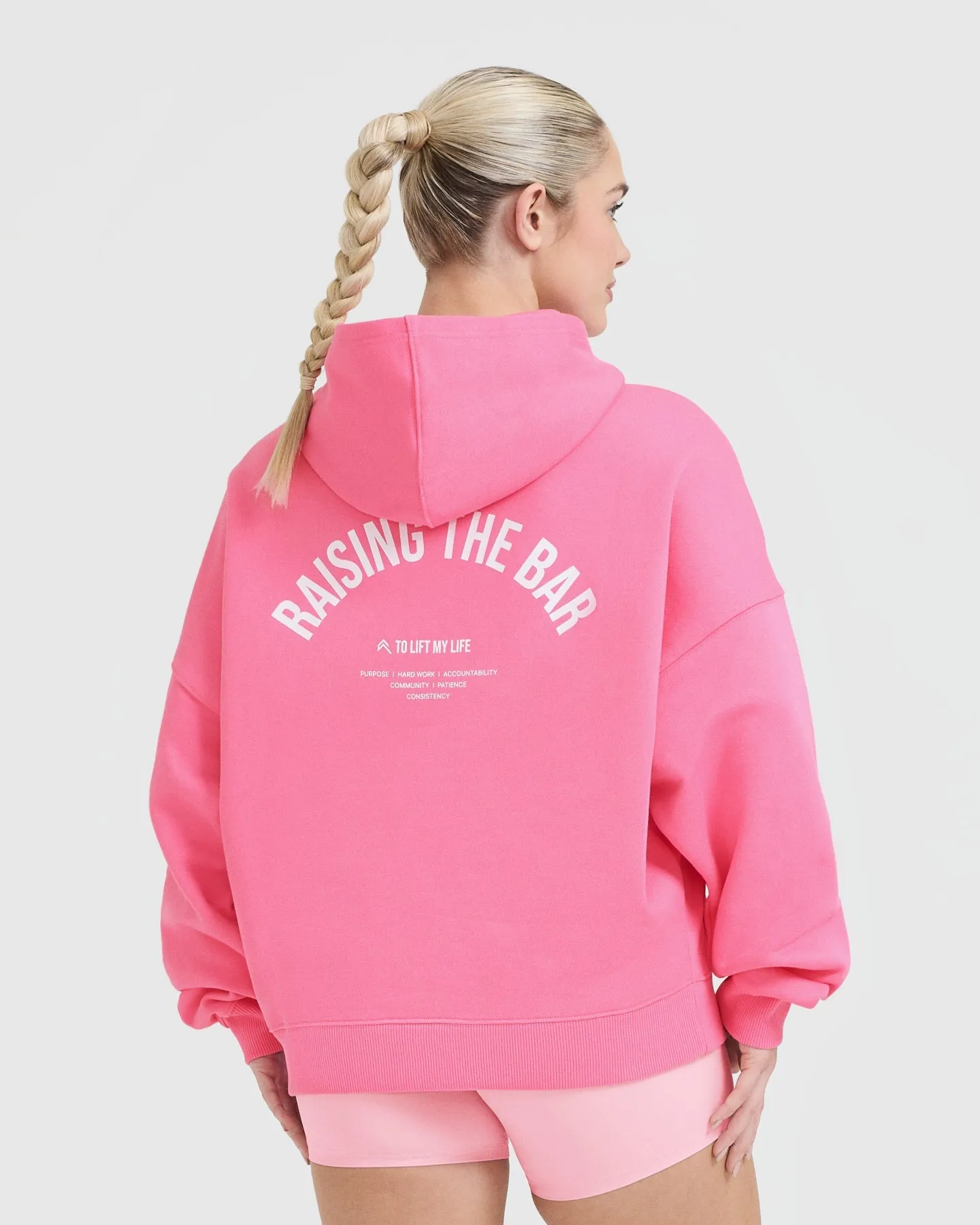 Raising the Bar Graphic Unisex Oversized Hoodie | Peony Pink sold by Oner Active product image thumbnail 2